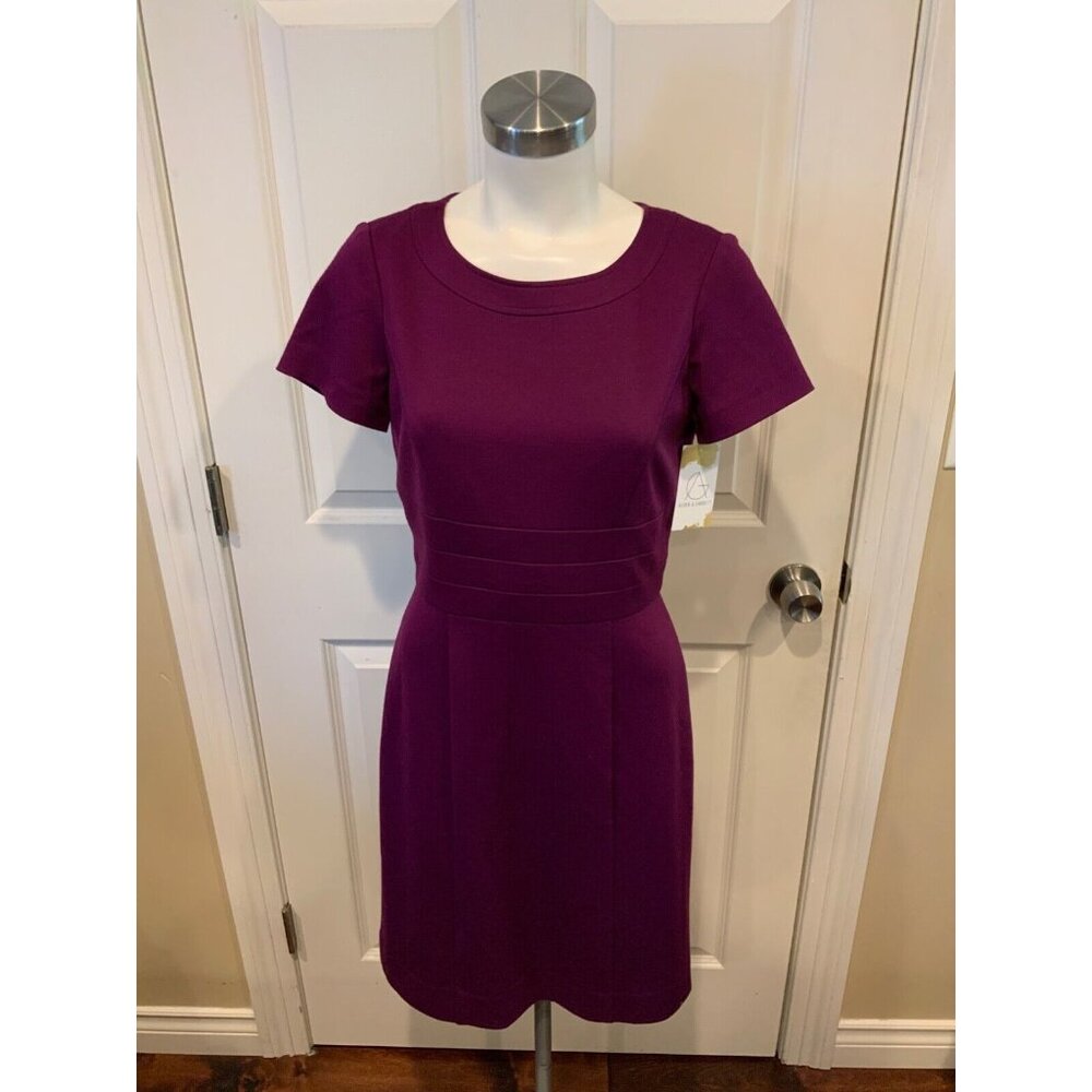 Tahari Arthur S. Levine Purple Cap Sleeve Fit & Flare Dress, Size 2